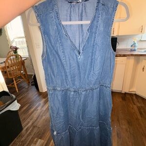 Lands' End Sleeveless Denim Midi Dress